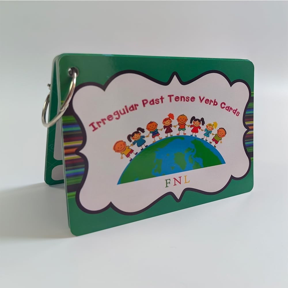 Lilias Irregular Past Tense Verbs English Grammar Double-Side Learning Flash Cards - 24 Card Set for Homeschool, Preschool, Primary School, ESL, Autism, Vocabulary Building