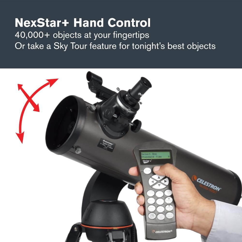 Celestron - NexStar 130SLT Computerized Telescope - Compact and Portable - Newtonian Reflector Optical Design - SkyAlign Technology - Computerized Hand Control - 130mm Aperture Grey