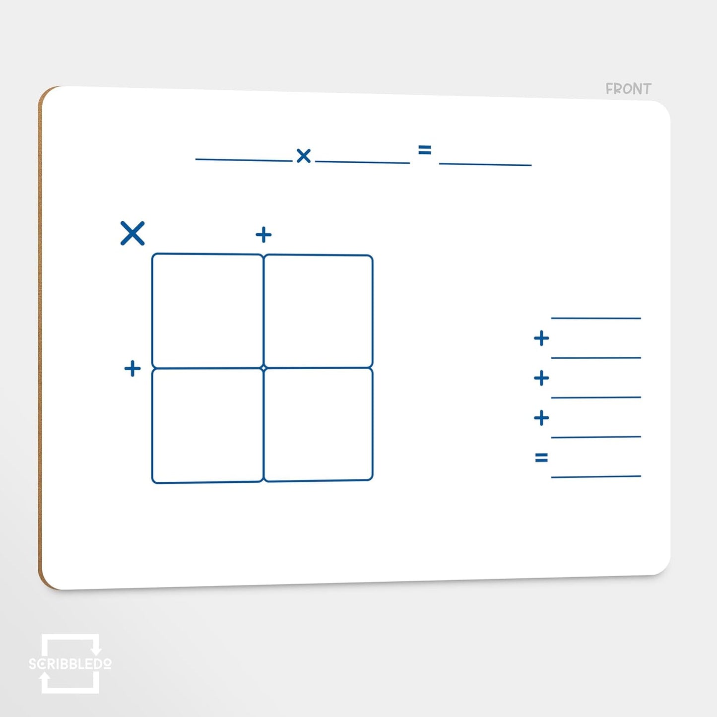 SCRIBBLEDO Dry Erase Ten Frame Area Model Board 9" x 12" Double Sided Whiteboard Math manipulatives for Kids - Area Model and 2 Ten Frames Math Practice for Addition Subtraction and Multiplication