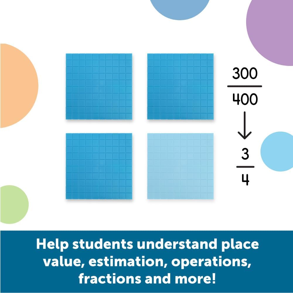 Learning Resources Base Ten Blocks Smart Pack - 121 Pieces, Ages 6+, Grades 1+, Math First Grade Games, School Supplies