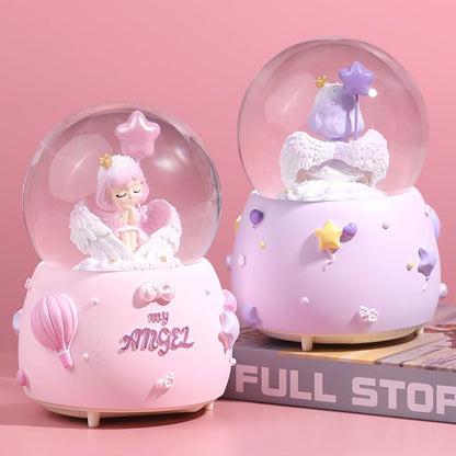 Angel Snow Globe, 80mm Musical Snow Globe with Color Changing LED Lights, Perfect Birthday for Daughter Wife Girlfriend Girls (Purple)