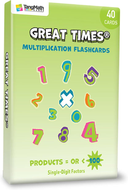 Great Times Multiplication Flash Cards – Products to 100 with Visual Grouping & Rhyming Clues for Kids Ages 7–10