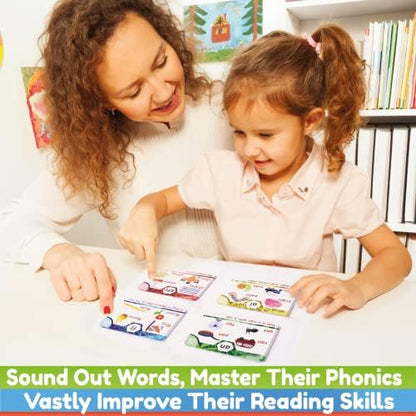 Phonics Flash Cards - Learn to Read in 20 Phonic Stages - Digraphs CVC Blends Long Vowel Sounds - Phonics Games for Kids Ages 4-8 and Sight Word Bingo Game Level 1 and Level 2 - Learn Vocabulary.