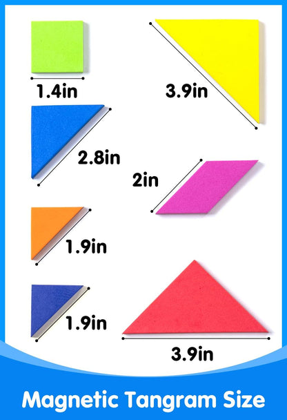 Magnetic Travel Tangram – 2 Sets Tangram - 140 Pcs Translucent Pattern Blocks - Educational Manipulatives and Accessories - Fun and Engaging Geometric Shapes