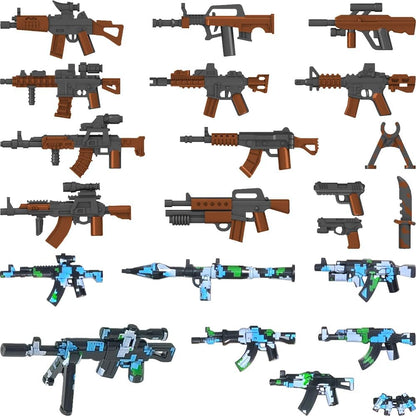 390+ Pcs Military Weapon Pack Building Blocks Toys Army Weapon Set Soldier Gear Set SWAT Accessories Kits, Camouflage Helmet Tactical Vest Shields Gatling, Compatible with Major Minifigure