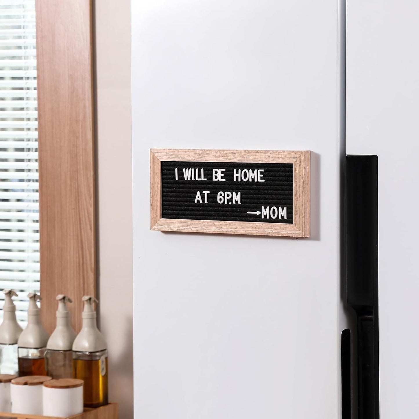 Small Magnetic Felt Letter Board 11x5Inch with Changeable Letters and Numbers, Message board Letter Sign Board in Wood Frame for Anoucement&Notification(Black)