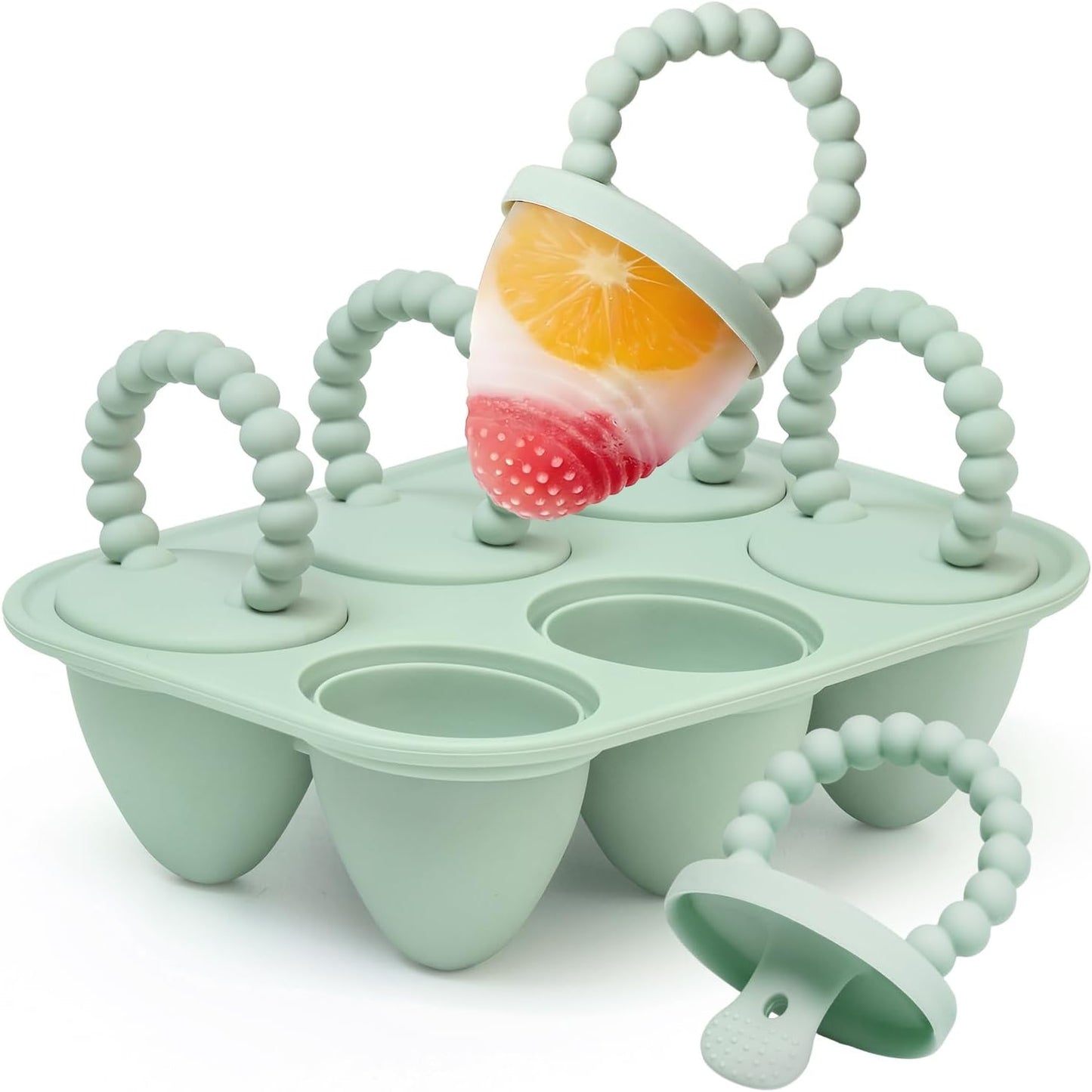 All-Silicone Baby Popsicle Molds with Sticks, AODISTUCE 1oz Popsicle Molds for Babies Breastmilk Popsicles Molds for Teething Relief, Frozen Treats Maker Popsicle Maker Ice Pop Mold for Toddlers Kids