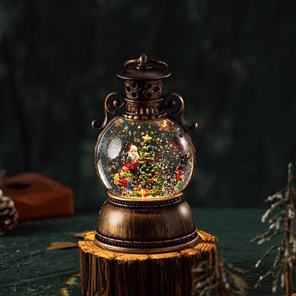 2026 Christmas Tree Train Lighted Musical Snow Globe Lantern Glittering Water Swirling Snowfall Singing Light up Decorative Holiday Decoration, 6H Timer, USB/Battery Operated, Home Décor Accent Gift