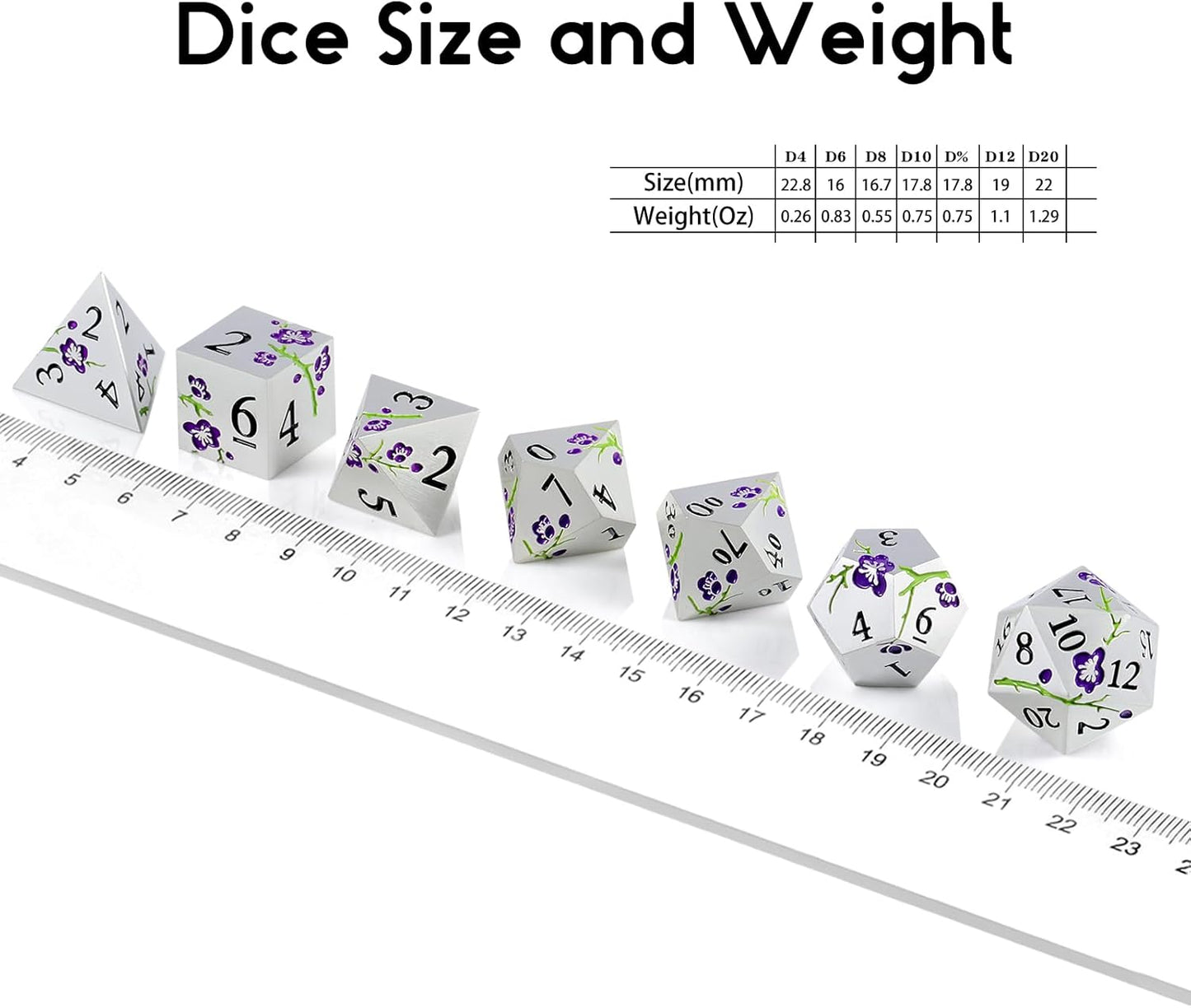 DnDnD Heavy Polyhedral Metal Dice Set with Metal Box, 7-die Shiny Blue Surface with Golden Number for RPG,Dungeons and Dragons,Pathfinder,Shadowrun,D&D,Role Palying Game and Math Teaching - Colors A