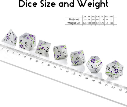 DnDnD Heavy Polyhedral Metal Dice Set with Metal Box, 7-die Shiny Blue Surface with Golden Number for RPG,Dungeons and Dragons,Pathfinder,Shadowrun,D&D,Role Palying Game and Math Teaching - Colors A
