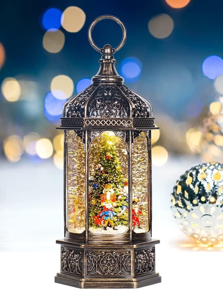 Musical Christmas Snow Globes Lantern, 7.87" Lighted Electric Snowglobes with 8 Holiday Songs 6H Timer Dual Power, Snowman Christmas Ornaments Snow Globe for Kids Adults Xmas Decor Gifts for Men Women