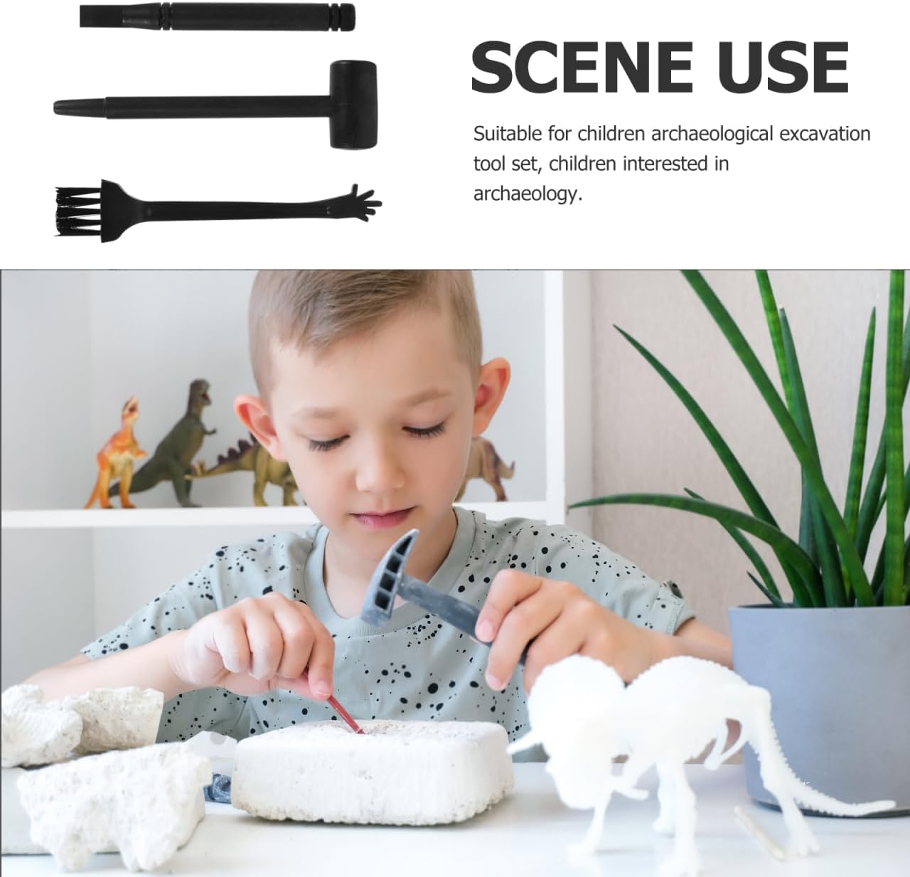 10 Sets Mini Dig Kit: Dinosaur Eggs Digging Hammer Chisel Brush Archaeological Science Excavation Tool Kit
