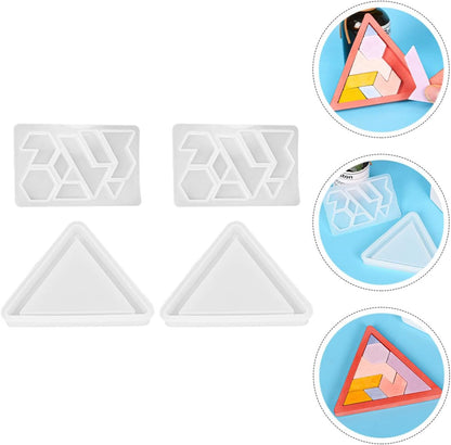 Chocolate Puzzle Game Silicone Casting Tangram Puzzle Jigsaw DIY Resin 2 Sets Silicone Candy Molds Baking
