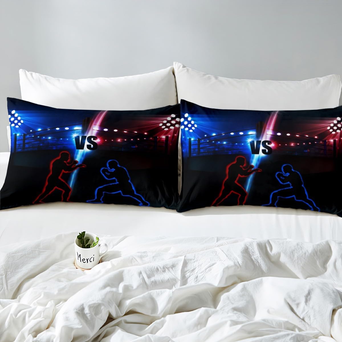 Manfei Musical Kids Fitted Sheet Full Size, MusicalGuitar Radio Drum Kit Headset Print Bedding Set 3pcs for Boys Girls, Rock Music Bed Cover with 2 Pillowcases, Soft Polyester Bedding, No Top Sheet