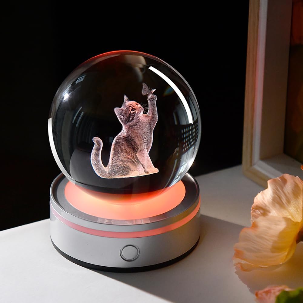 3D Solar System Crystal Ball Universe Glass Ball Space Astronomy Gift Planets Model Science Astrophysics Gifts Solar System Night Light Glass Globe Decor with 12 Colorful Modes Light Base