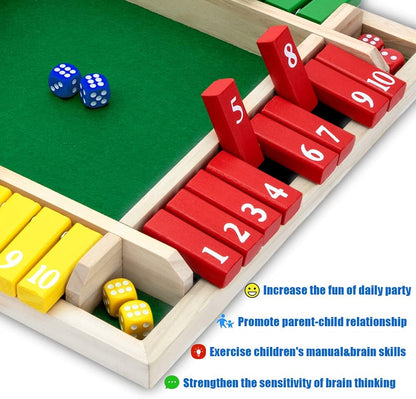 Nicecho Shut The Box Dice Game,2-4 Player Family Wooden Board Table Math Games for Adults and Kids, 8 Dices Classics Games for Classroom,Home,Party or Pub