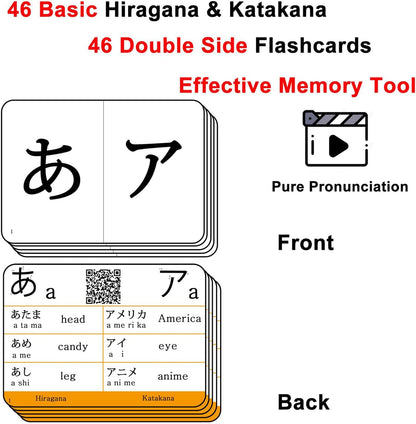 Japanese Hiragana and Katakana Syllabary Alphabet Flash Cards
