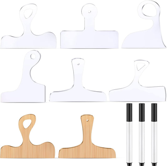 Frienda 6 Pcs Charcuterie Board Template Acrylic Router Template Cutting Board for Woodworking Thick Handle with 3 Pens Angled Curvy Stencils Guide Tools for Kitchen(Classic)