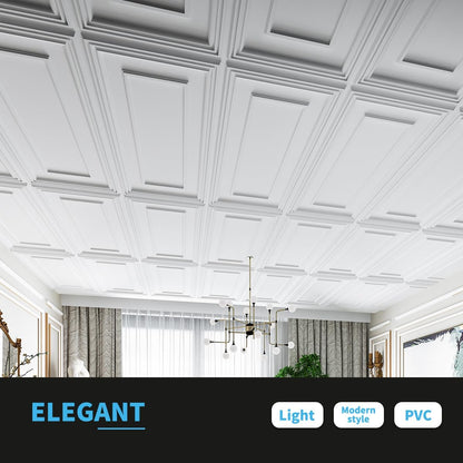 Art3d PVC Ceiling Tiles, 2'x2' Plastic Sheet in Black (12-Pack)