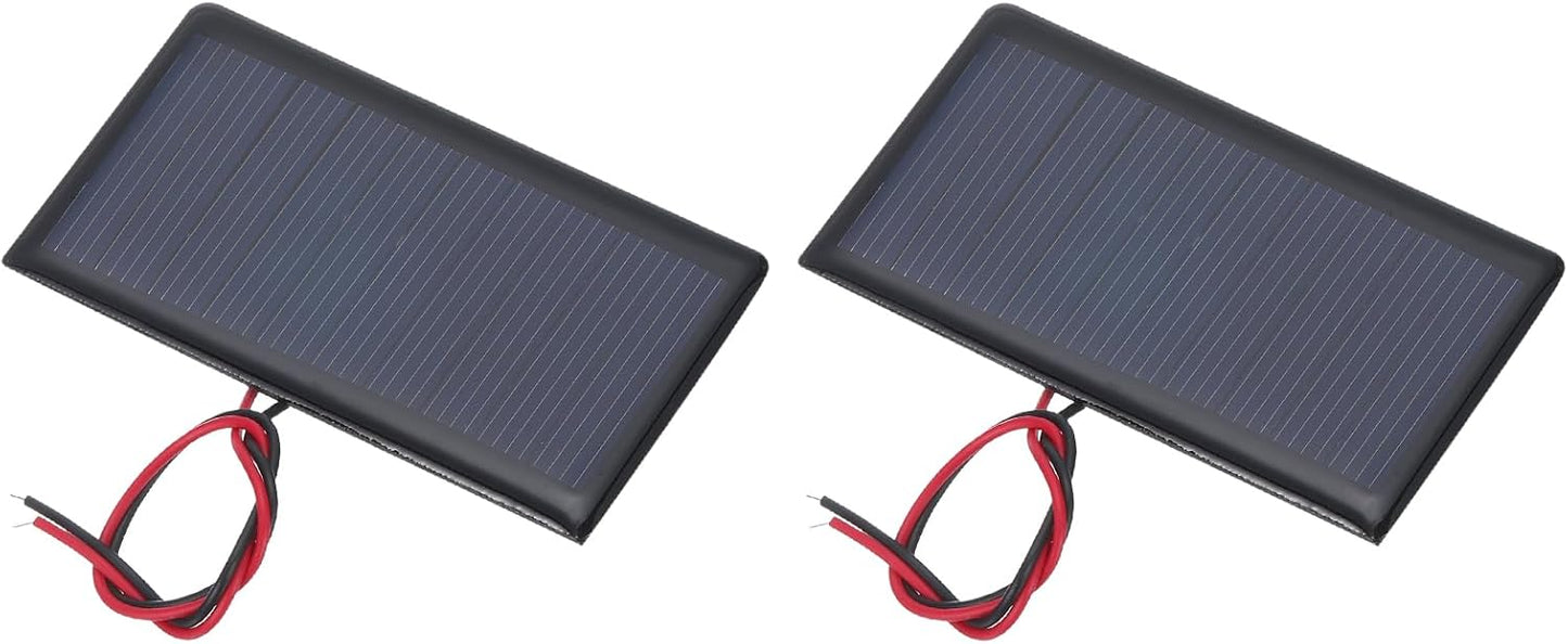 MECCANIXITY 2 Pcs 5.5V 0.44W 70mA Mini Solar Panels, Small Polycrystalline Solar Cell Panel with 2 Cable for DIY Electric Toy Materials Kits Charger, 60mm x 60mm