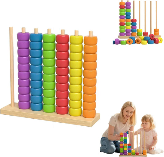 Wooden Color Match Challenge Game, Fast-Paced Rainbow Ring Stacking Puzzle Games for Learning & Sorting Color, Stacking Puzzle for Family & Adults, Speed & Strategy Games for Game Night