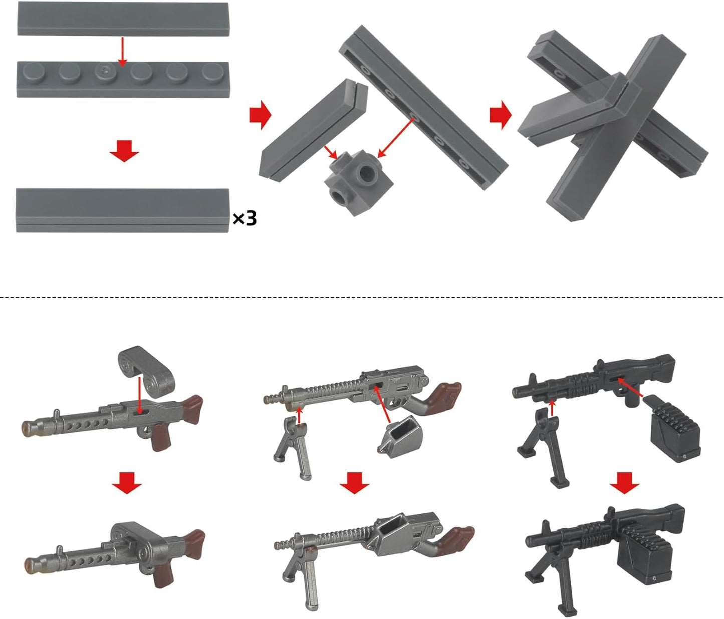 Feleph WW2 Military Vehicles Weapons Pack 282 Pieces US Army Building Block Toy Set WWII Car Tricycle Gear Helmets Vests Tools Bricks Model Compatible with Soldier Figures for Ages 6 and Up