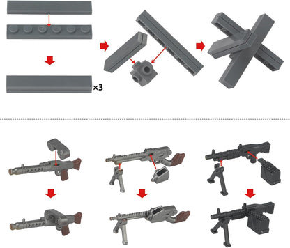 Feleph WW2 Military Vehicles Weapons Pack 282 Pieces US Army Building Block Toy Set WWII Car Tricycle Gear Helmets Vests Tools Bricks Model Compatible with Soldier Figures for Ages 6 and Up