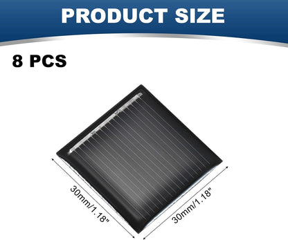 MECCANIXITY 8PCS 1.5V 0.09W 0.06A Mini Solar Panels for Solar Power, Small Solar Photovoltaic Cells Charge DIY Electric Toy Materials Solar System Kits, 1.18" x 1.18"