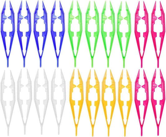 20 Assorted Colors Plastic Tweezers, 4.3Inch Craft Forceps for Beading Projects Craft for Handmade DIY Crafts Jewelry Making Adult Family Home Classroom Use Creative Tools