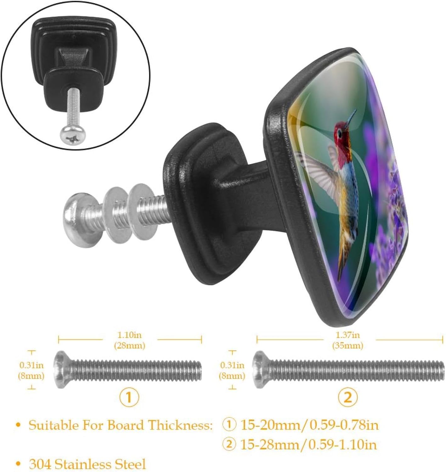 4 Pack Cabinet Knobs Drawer Pulls, 30mm Round ABS Glass Drawer Hardware Growing Butterfly Cabinet Handles with Screws for Dressers Kitchens Cupboard