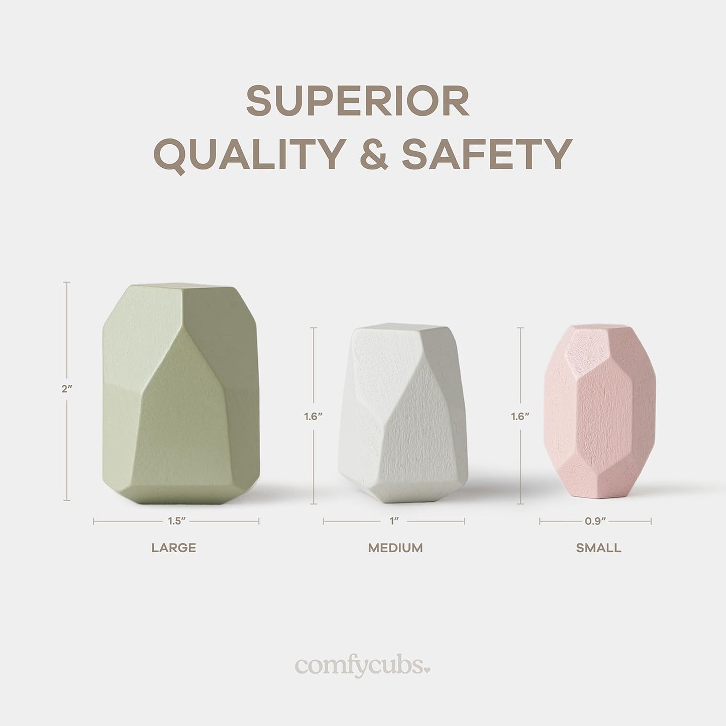 Comfy Cubs Stacking Rocks 36 Pieces, 36 Months+, Educational Toddler Stacking Blocks, Promotes Imagination, Balance & Fine Motor Skills - Wooden Rocks Sensory Toys Gift for Kid, Neutral Pack