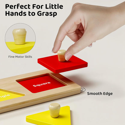 First Jumbo Knob Wooden Shape Puzzle for Toddlers 1-3,Montessori Toddler Puzzle Toys for1-2 Year Old,Preschool Learning Peg Puzzles Toys for Baby Kids