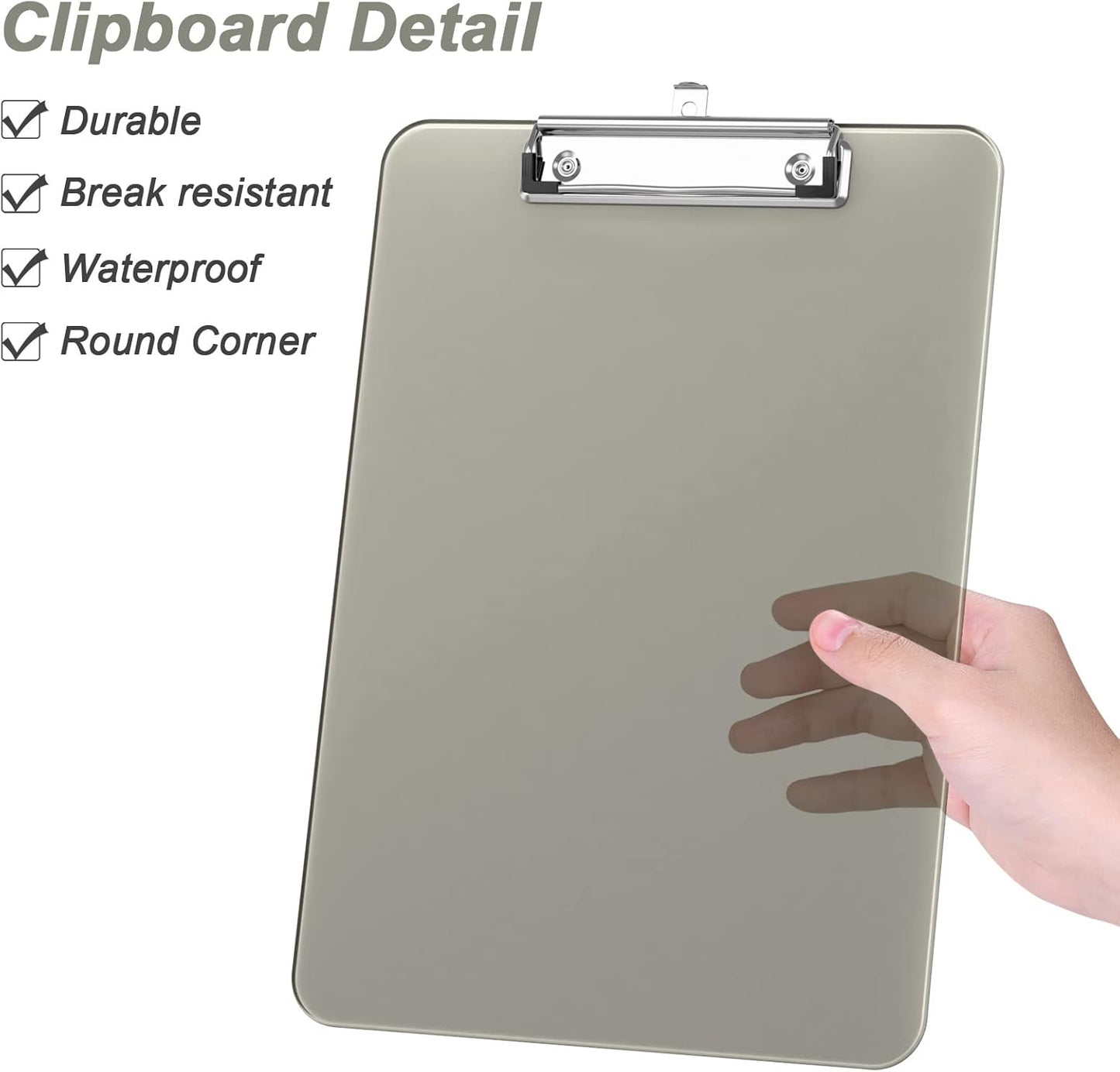 Rimilak Plastic Clipboards with Low Profile Metal Clip, Translucent Board, 12.5 x 9 In Letter Size, Office Supply, Back to School, Pink