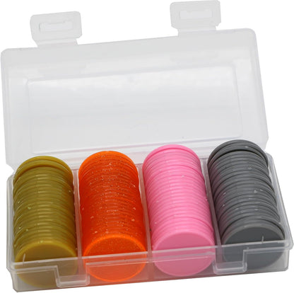Set of 100 Opaque Plastic Learning Counters Mini Poker Chips Game Tokens with Storage Box (Black+White+Blue+Purple, 1 Inch)