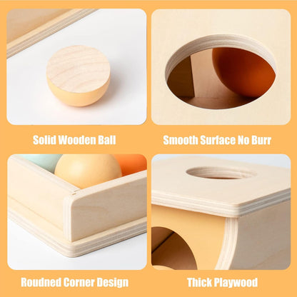 Busy edition Montessori Toys for Babies 6-12 Months Object Permanence Box Wooden Ball Drop Toy Play for 6 Month 1 2 3 Year Old Toddlers Infant Early Age Toy