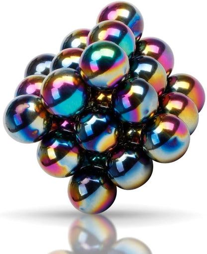 Dilabnba 28PCS Rainbow Hematite Magnetic Ball Fidget Toy for Adults, Men Women Magnetic Hand Roller Office Desk Toys for Gifts, Science Kit Rare Earth Magnets with Fiber Case