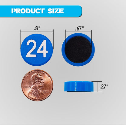 1-50 Magnetic Numbers, Magnets with Number for Dry Erase Boards, Round Number Refrigerator Magnets for Whiteboard in Home and Office (0.8" Diameter, Black)