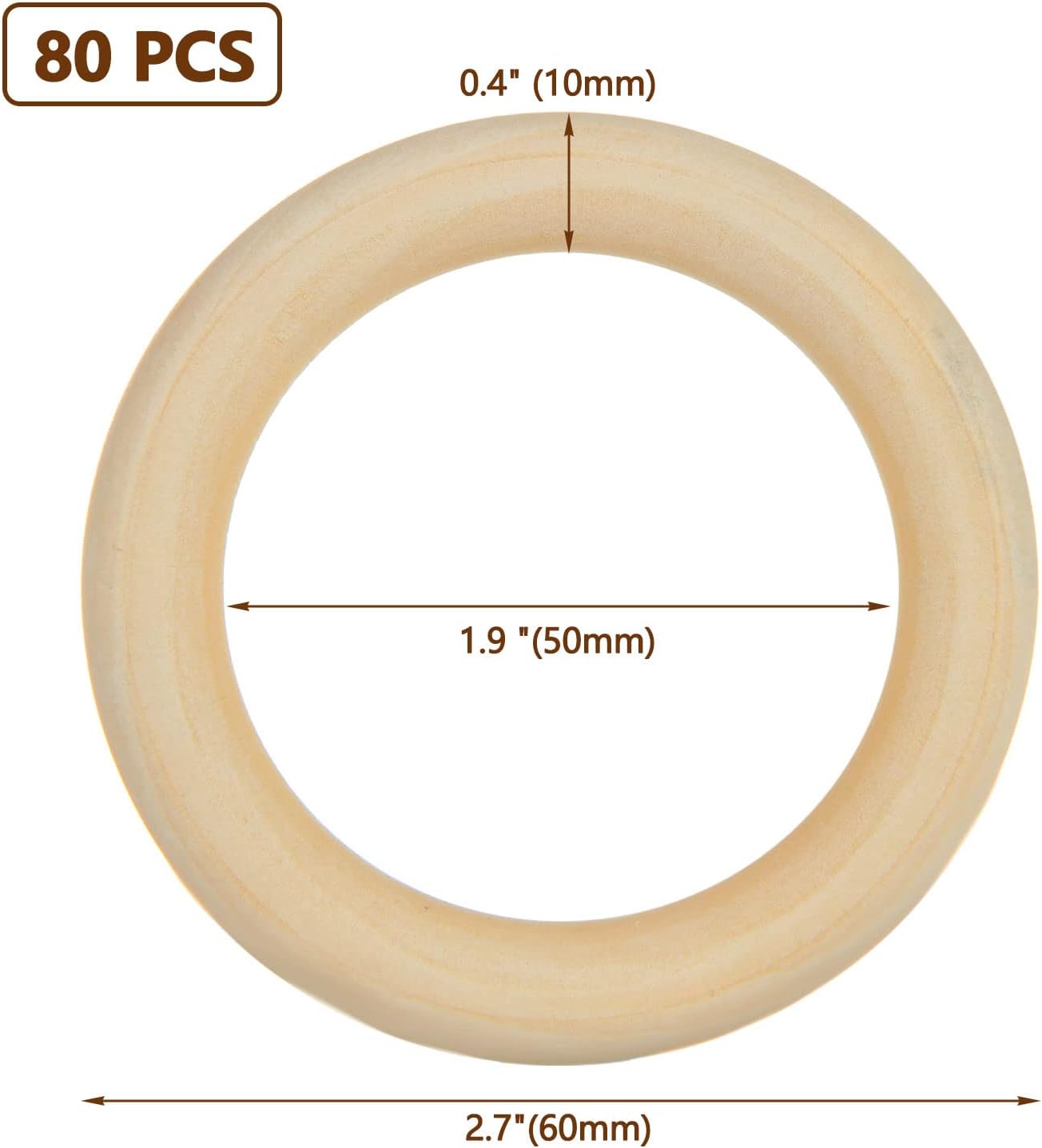 APACALI 20PCS Wood Rings for Crafts 4 Inch Large Natural Unfinished Wooden Ring 96mm Smooth Solid Smooth Wood Macrame Rings for DIY Crochet Wood Hoops Connectors Jewelry Making