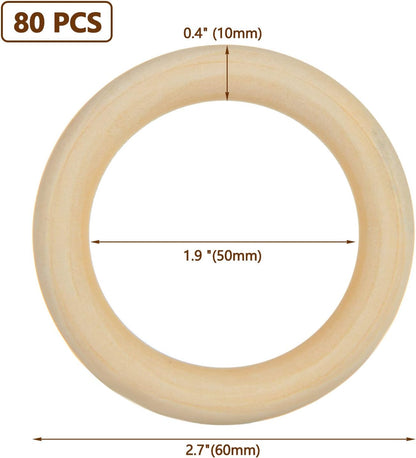 APACALI 20PCS Wood Rings for Crafts 4 Inch Large Natural Unfinished Wooden Ring 96mm Smooth Solid Smooth Wood Macrame Rings for DIY Crochet Wood Hoops Connectors Jewelry Making