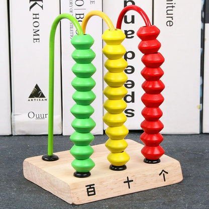 Montessori 3-Row Wooden Abacus for Kids, Math Manipulative Counter for 1St Grade