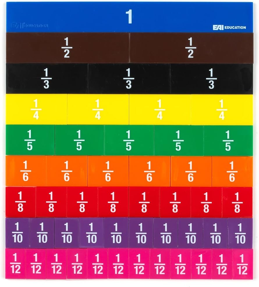 EAI Education Fraction Tiles with Tray: Numbered - Set of 51