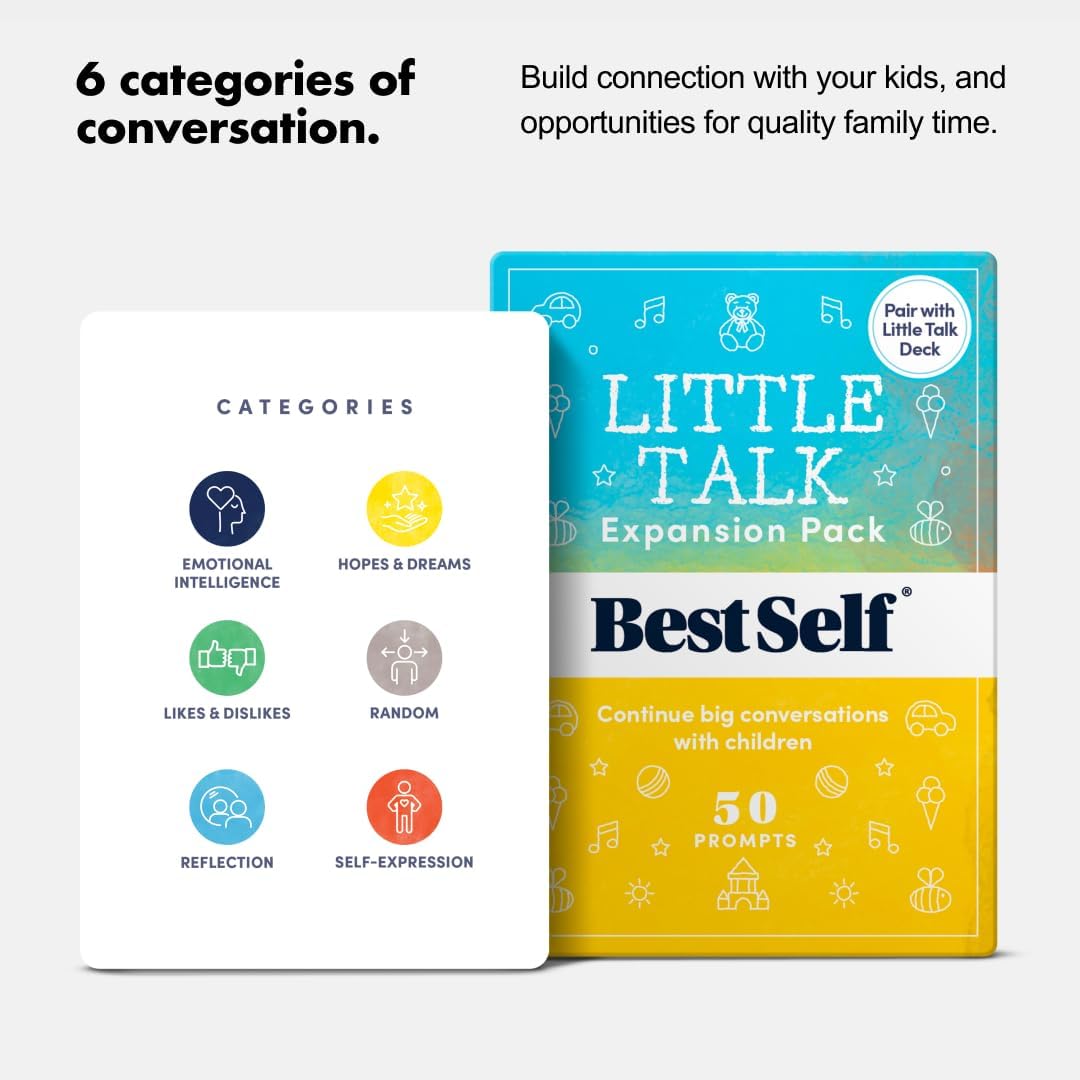 BestSelf Conversation Cards for Kids - Little Talk Expansion Pack - 50 Prompts, Ideal Classroom Must Haves and Therapy Tools, Social Skills Activities and Fun Conversation Starters for Kids