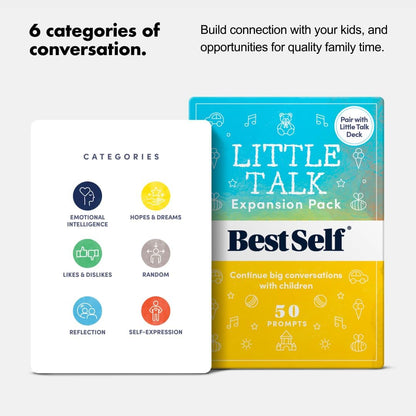BestSelf Conversation Cards for Kids - Little Talk Expansion Pack - 50 Prompts, Ideal Classroom Must Haves and Therapy Tools, Social Skills Activities and Fun Conversation Starters for Kids