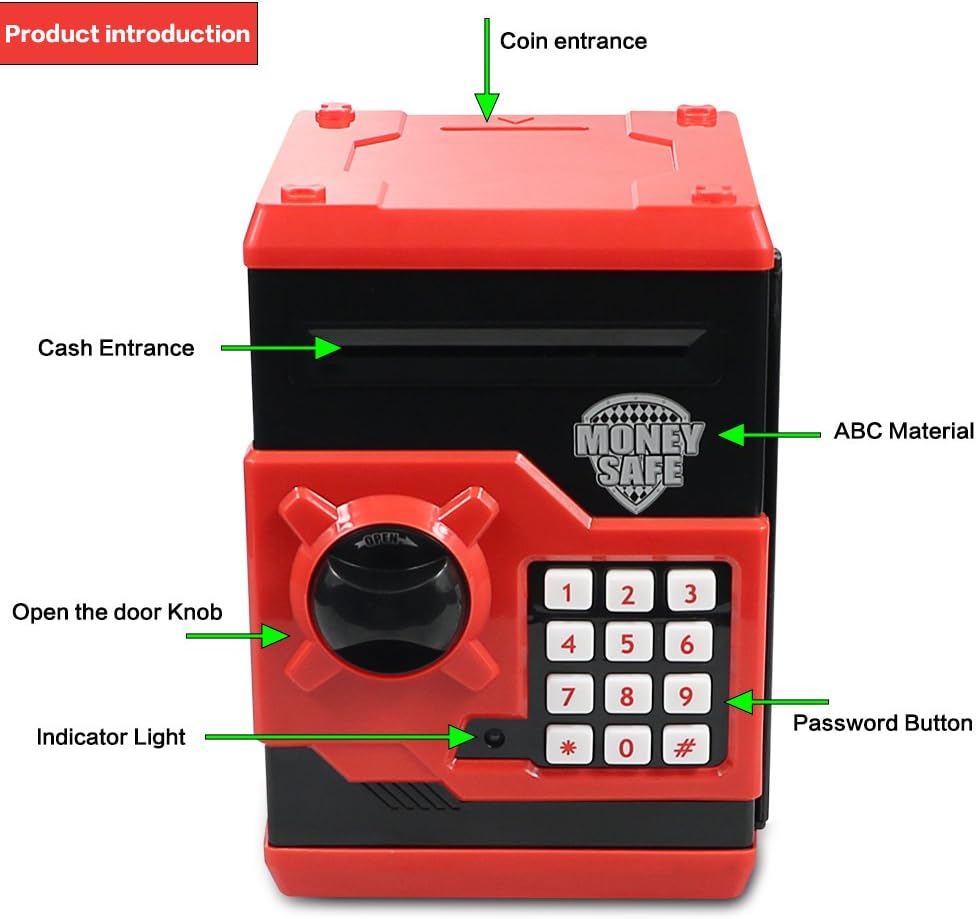 HUSAN Piggy Banks Money Banks for Kids, Electronic Password Code Money Banks ATM Banks Box Coin Bank for Children Boys and Girls (Grey Bue)
