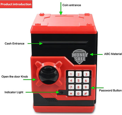 HUSAN Piggy Banks Money Banks for Kids, Electronic Password Code Money Banks ATM Banks Box Coin Bank for Children Boys and Girls (Grey Bue)