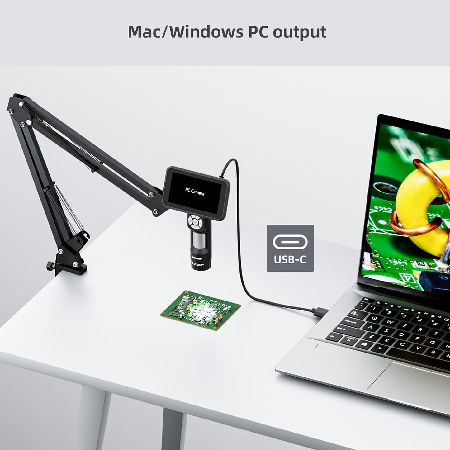 Andonstar Digital Microscope, 5" 1080P Coin Microscope Camera for Error Coin with 7.3" Metal Stand for Adults Kids, Handheld USB Coin Magnifier with 8 Adjustable LED Lights, Windows Mac PC