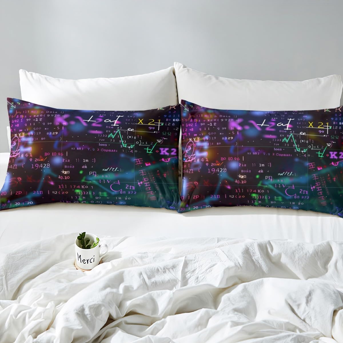 Erosebridal Chemistry Bedding Set Chemical Equation Comforter Cover for Kids Boys,Science Students Duvet Cover Test Tube Microscope Chemical Equipment Bed Set Full,Science Educational Dorm Room Decor