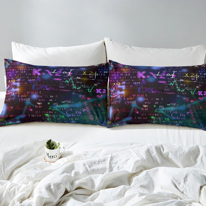 Erosebridal Chemistry Bedding Set Chemical Equation Comforter Cover for Kids Boys,Science Students Duvet Cover Test Tube Microscope Chemical Equipment Bed Set Full,Science Educational Dorm Room Decor