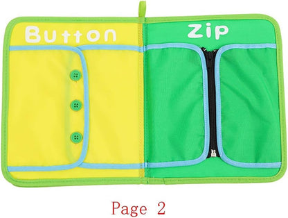 Kghios Montessori Toys Materials for Toddlers BusyBoard,Busy Board Learn to Dress Board Early Learning Basic Life Skills - Zip, Snap, Button, Buckle, Lace & Tie Educational Tools Preschool Learning