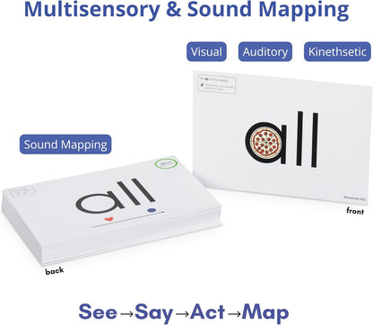 Sight Word & Phonics Flash Cards with Sound Mapping, Set 2 (High-Frequency Words 51–100), Picture-Embedded, Multisensory Learning, Pre-K–Grade 3, Homeschool & Classroom Use, Model EW-26